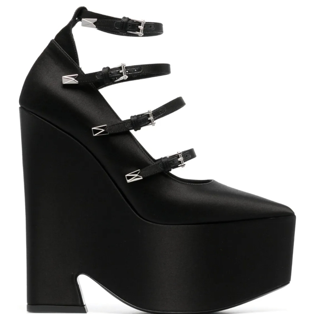 Versace Tempest Black Platform Heels Sz 40